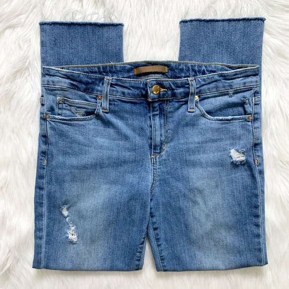Joe's Jeans Denim - Joe’s Raw Hem Distressed Cropped Skinny Jeans